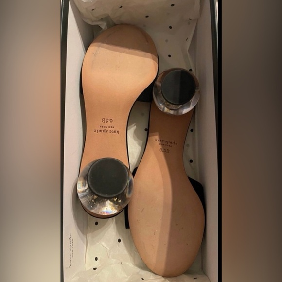 Kate Spade Black Suede Polished NYC Snow Globe Slide Sandals *Minor Flaws* - Picture 8 of 13